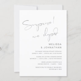 Invitación Sorpresa, nos escapamos, Fiesta de Boda Fugaz