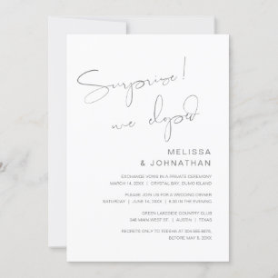 Invitación Sorpresa, nos escapamos, Fiesta de Boda Fugaz