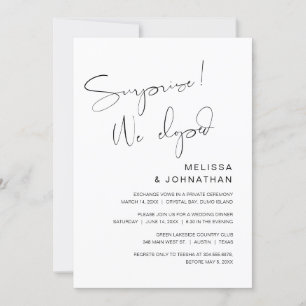 Invitación Sorpresa, nos escapamos, Fiesta de Boda Fugaz