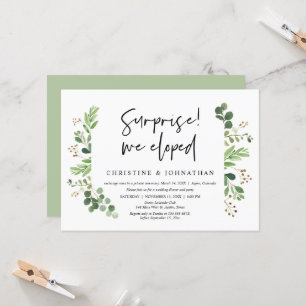 Invitación Sorpresa, nos fugamos, Boda Fiesta Elopement