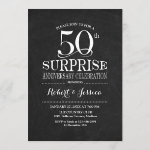 Invitación Sorpresa Pizarra Blanca Aniversario de Bodas 50