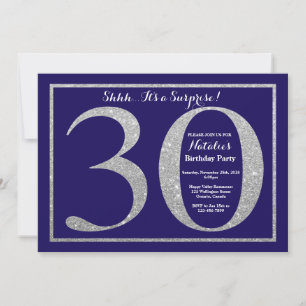 Invitación Sorpresa Purpurina Blue Silver de la Marina de cum