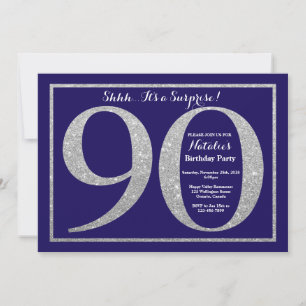 Invitación Sorpresa Purpurina de plata azul de la Marina de c