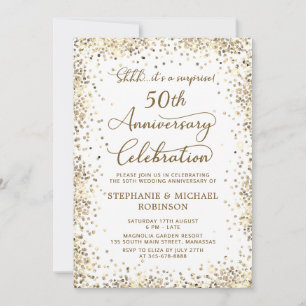 Invitación Sorpresa Purpurina Dorada 50 Aniversario de Boda