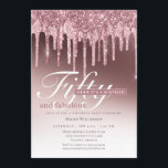 Invitación Sorpresa Purpurina rosa 50 y fabuloso cumpleaños<br><div class="desc">Sus huéspedes sabrán que esto será un fiesta divertido sólo mirando esta invitación! Este diseño presenta una tipografía divertida,  un fondo rosado y muchos purpurinas.</div>