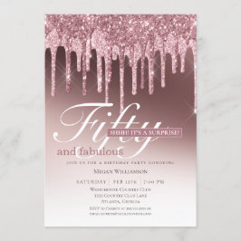 Invitación Sorpresa Purpurina rosa 50 y fabuloso cumpleaños