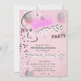 Invitación sorpresa rosa y gris con QR rsvp
