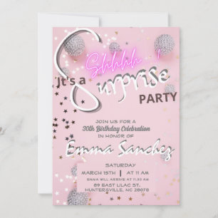 Invitación sorpresa rosa y gris con QR rsvp