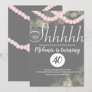 Invitación Sorpresa Shhhhhh Cumpleaños Fiesta Bokeh Perla Ros
