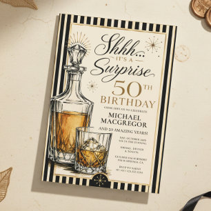 Invitación Sorpresa temática de Whiskey para sus 50 cumpleaño