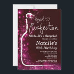 Invitación Sorpresa: Vino de cumpleaños 90 envejecido a la pe<br><div class="desc">Sorpresa 90.ª Invitación al cumpleaños del vino. Ageto a la perfección. Purpurina negro y rosa. Vino Rojo. Invitación a la degustación de vino. Purpurina negro y oro Champaña. 18 20 21 30 40 50 60 70 80 90 100, Cualquier edad. Para más personalización, haga clic en el botón "Personalizar" y...</div>