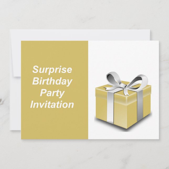 Invitación Sorpresa Visita de cumpleaños con caja de regalo (Anverso)