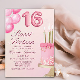 Invitación Sorprise Birthday Party 16th Birthday with Numers