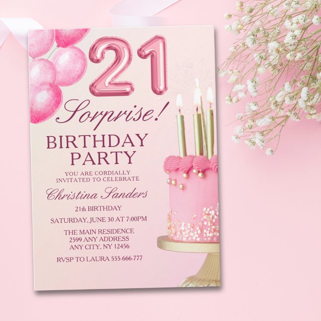 Invitación Sorprise Birthday Party 21th Birthday with Numers  (Subido por el creador)
