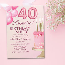 Invitación Sorprise Birthday Party 40th Birthday with Numers 