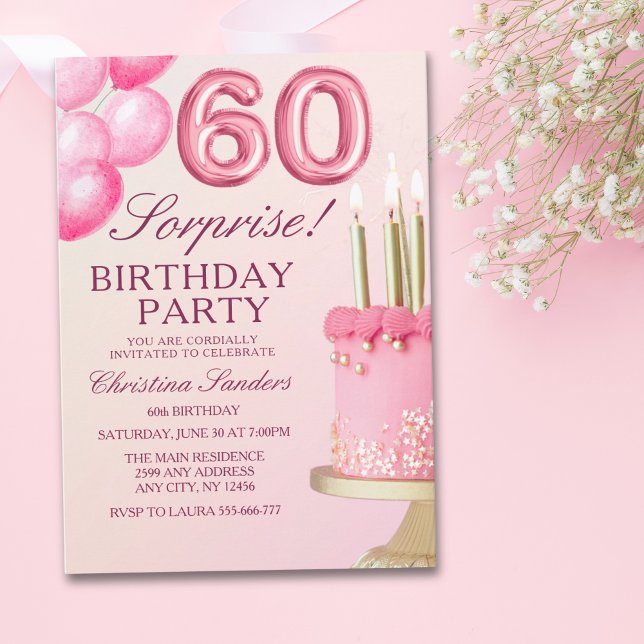 Invitación Sorprise Birthday Party 60th Birthday with Numers  (Subido por el creador)