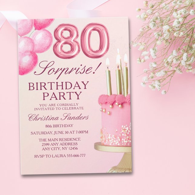 Invitación Sorprise Birthday Party 80th Birthday with Numers  (Subido por el creador)