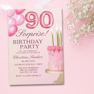 Invitación Sorprise Birthday Party 90th Birthday with Numers 