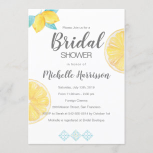 Invitación Sorrento. Lemon Watercolor Bridal Shower