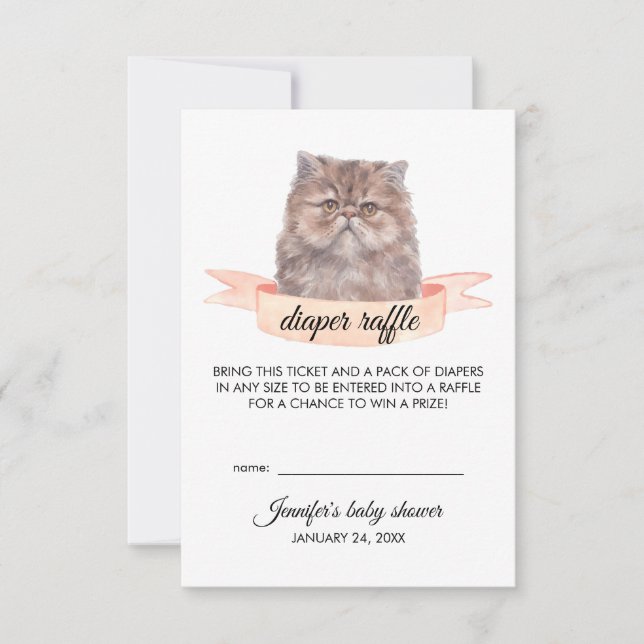 Invitación Sorteo de pañal de gato persa (Anverso)