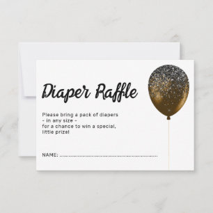 Invitación Sorteo de Pañales con Globos Glamurosos de Bronce 