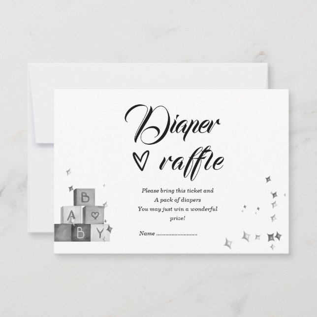 Invitación Sorteo de pañales en blanco y negro (Anverso)