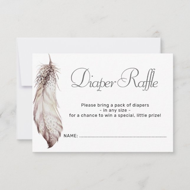 Invitación Sorteo de pañales neutrales para el género Feather (Anverso)