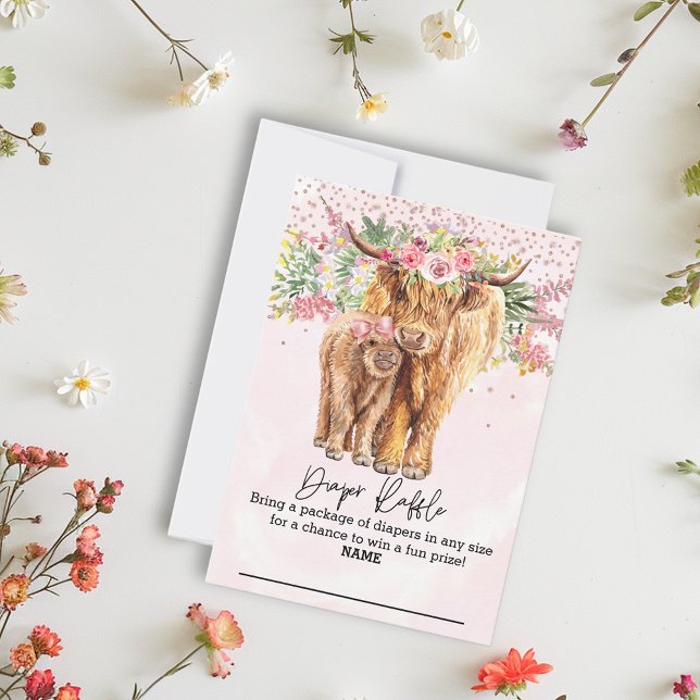 Invitación Sorteo de pañales para baby shower de vaca highlan (Subido por el creador)