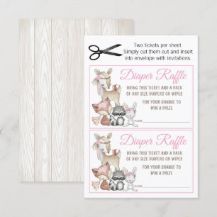 Invitación Sorteo de pañales para niñas Sweet Forest Woodland
