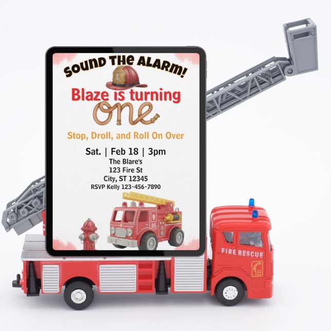 Invitación Sound the Alarm, Firetruck 1st Birthday (Subido por el creador)