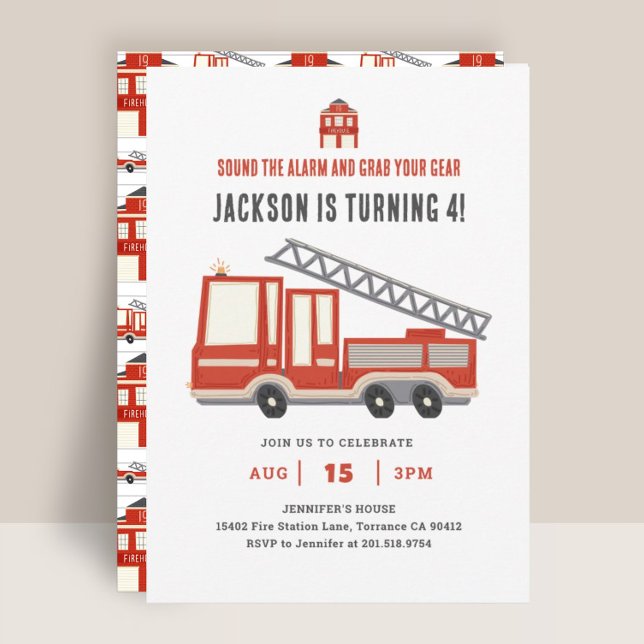 Invitación Sound the Alarm Firetruck Birthday Party (Subido por el creador)
