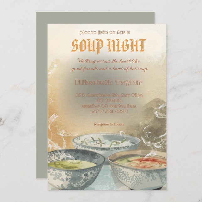 Invitación Soup Night Dinner Party Invitations (Anverso / Reverso)