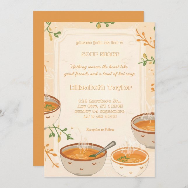 Invitación Soup Night Dinner Party Invitations (Anverso / Reverso)