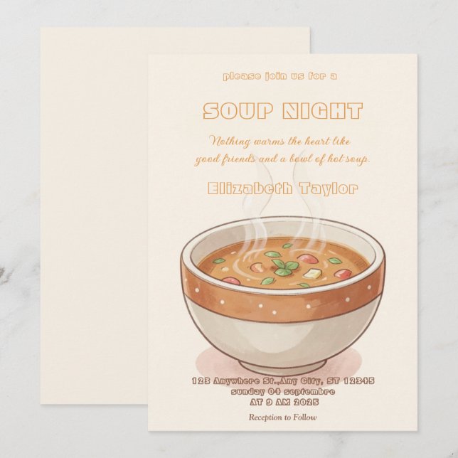Invitación Soup Night Dinner Party Invitations (Anverso / Reverso)