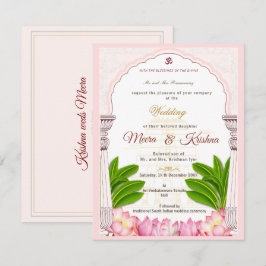 Invitación South Indian Lotus Temple Wedding Invitation Suite