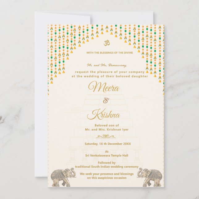 Invitación South Indian Temple Wedding Invitation Suite (Anverso)