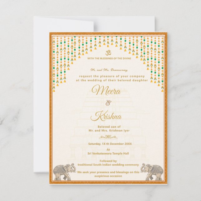 Invitación South Indian Temple Wedding Invitation Suite (Anverso)