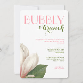 Invitación Southern Magnolia Bubbly Brunch | Blanco verde ros