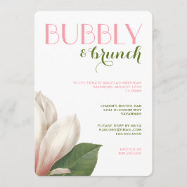 Invitación Southern Magnolia Bubbly Brunch | Blanco verde ros