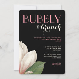Invitación Southern Magnolia Bubbly Brunch | Marfil negro ros