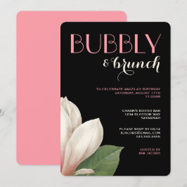 Invitación Southern Magnolia Bubbly Brunch | Marfil negro ros