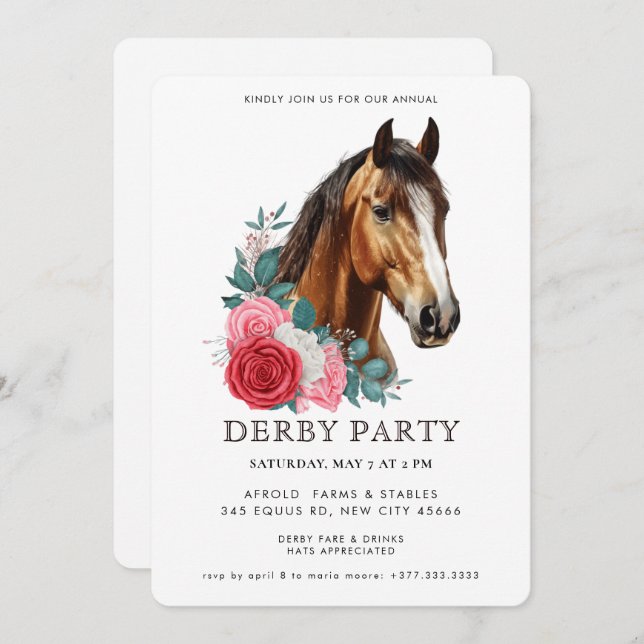 Invitación Southern Style Derby Party Invitation (Anverso / Reverso)