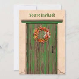 Invitación Southwest Chile Wreath Rustic Green Door 