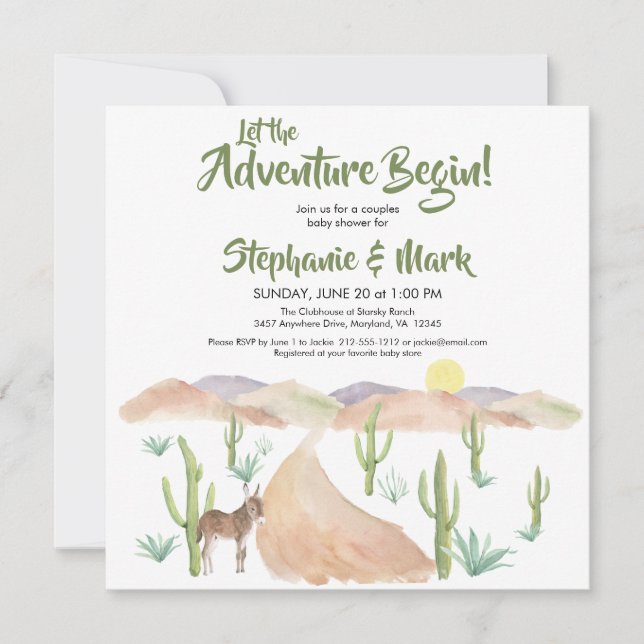 Invitación Southwest Desert Adventure Baby Shower Square (Anverso)