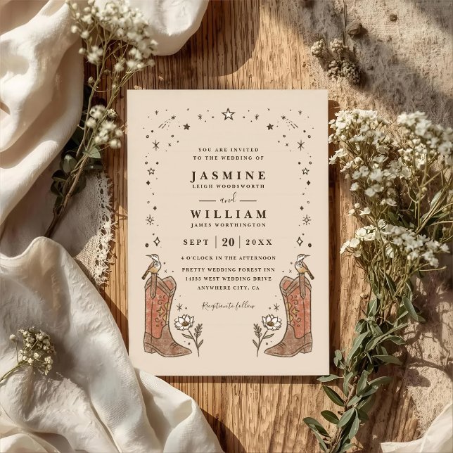 Invitación Southwestern Boho Countryside Chic QR Code Wedding (Subido por el creador)