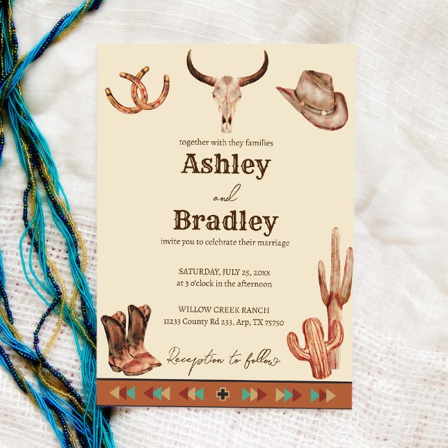 Invitación Southwestern country ranch western cowgirl wedding (Subido por el creador)