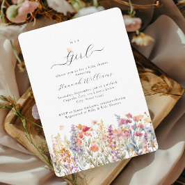 Invitación ¡Soy Chica! Moderna, flor silvestre, Baby Shower