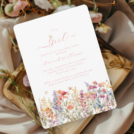 Invitación ¡Soy Chica! Moderna, flor silvestre, Baby Shower
