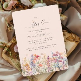 Invitación ¡Soy Chica! Moderna, flor silvestre, Baby Shower
