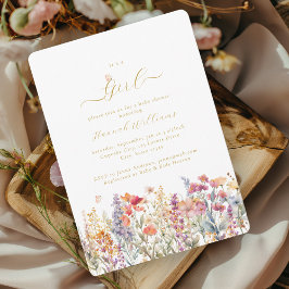 Invitación ¡Soy Chica! Moderna, flor silvestre, Baby Shower